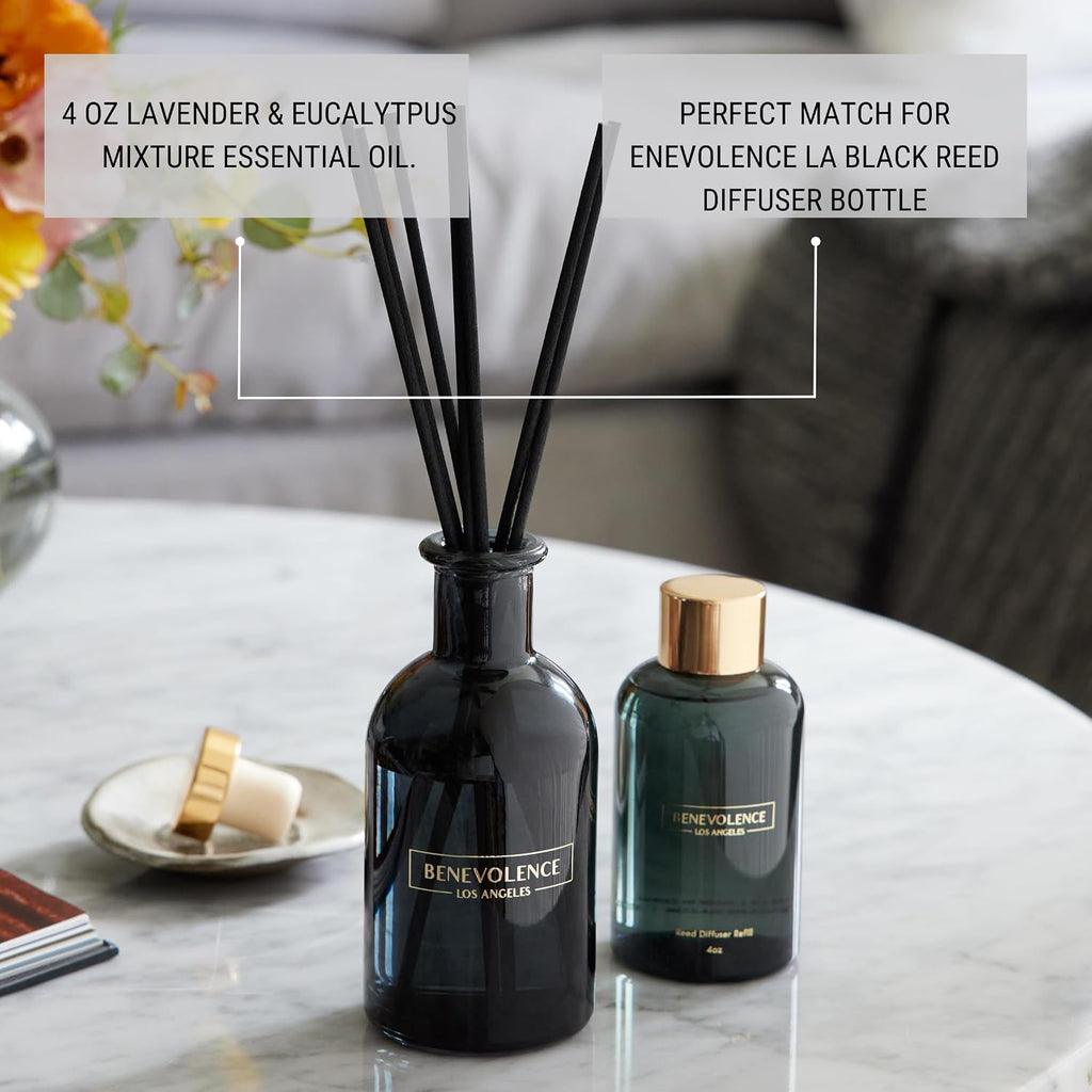 Lavender & Eucalyptus Reed Diffuser Oil Refill - 4 oz Long-Lasting Essential Oil Refill Fragrance Diffusers - Set of 4