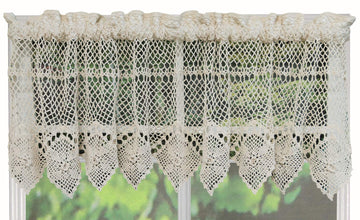 Cotton Crochet Lace Kitchen Curtain Valance Beige Handmade
