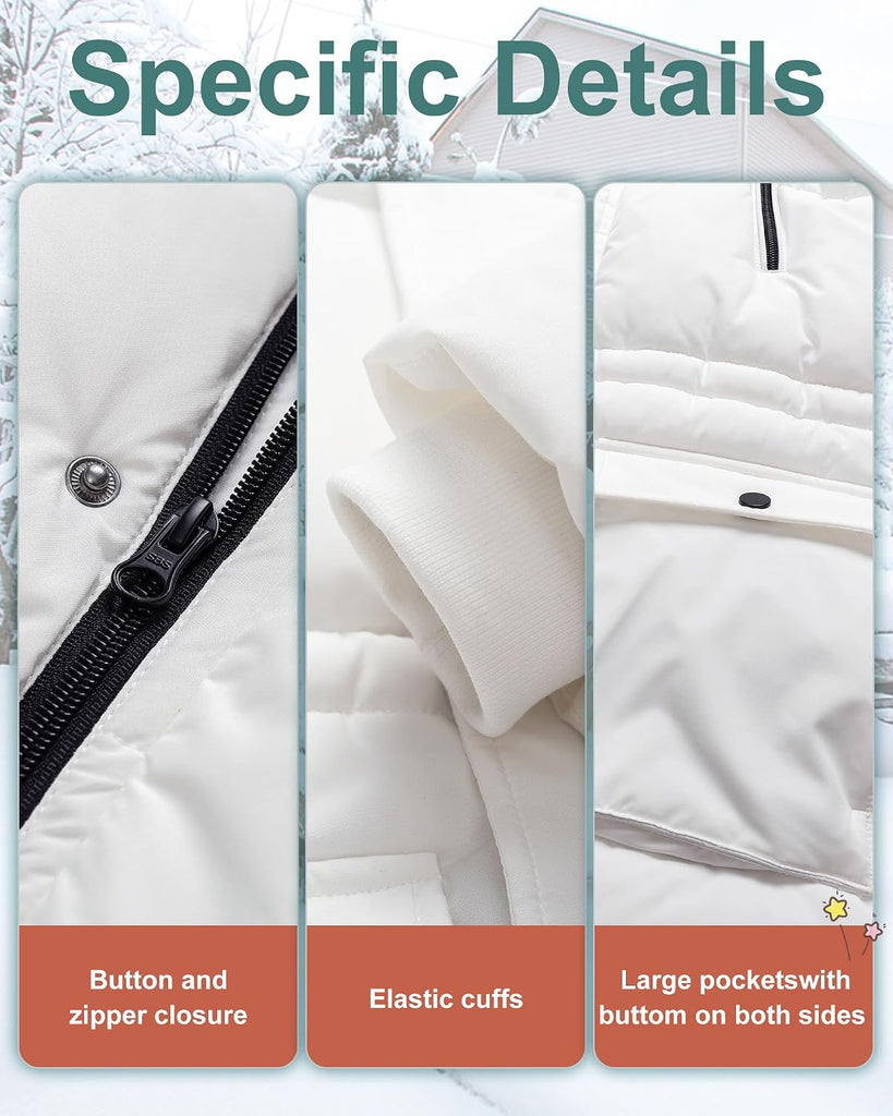 Boy's Winter Coat Waterproof Kids Puffer Jacket Thicken Parka Fleece Lined Bubble Ski Snow Outerwear with Fur Hood