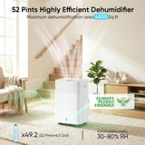 52 Pints Dehumidifier for Home, 4500 Sq. Ft Dehumidifier for Basement with Drain Hose, 3 Modes, Ultra Quiet