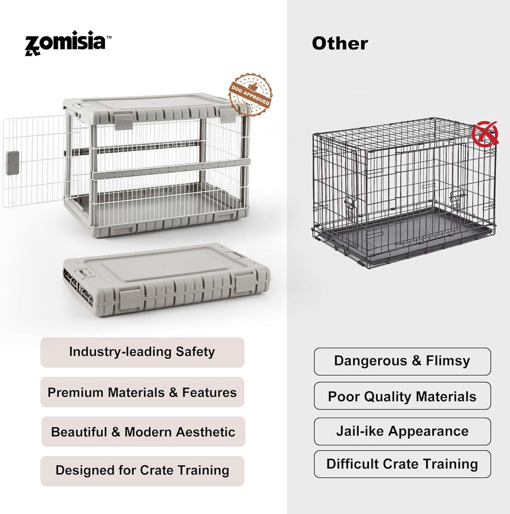 Collapsible Dog Crate for Dogs - 28" L Heavy Duty Dog Kennel No Tools Required with 4 Sides Steel Foldable Cage for