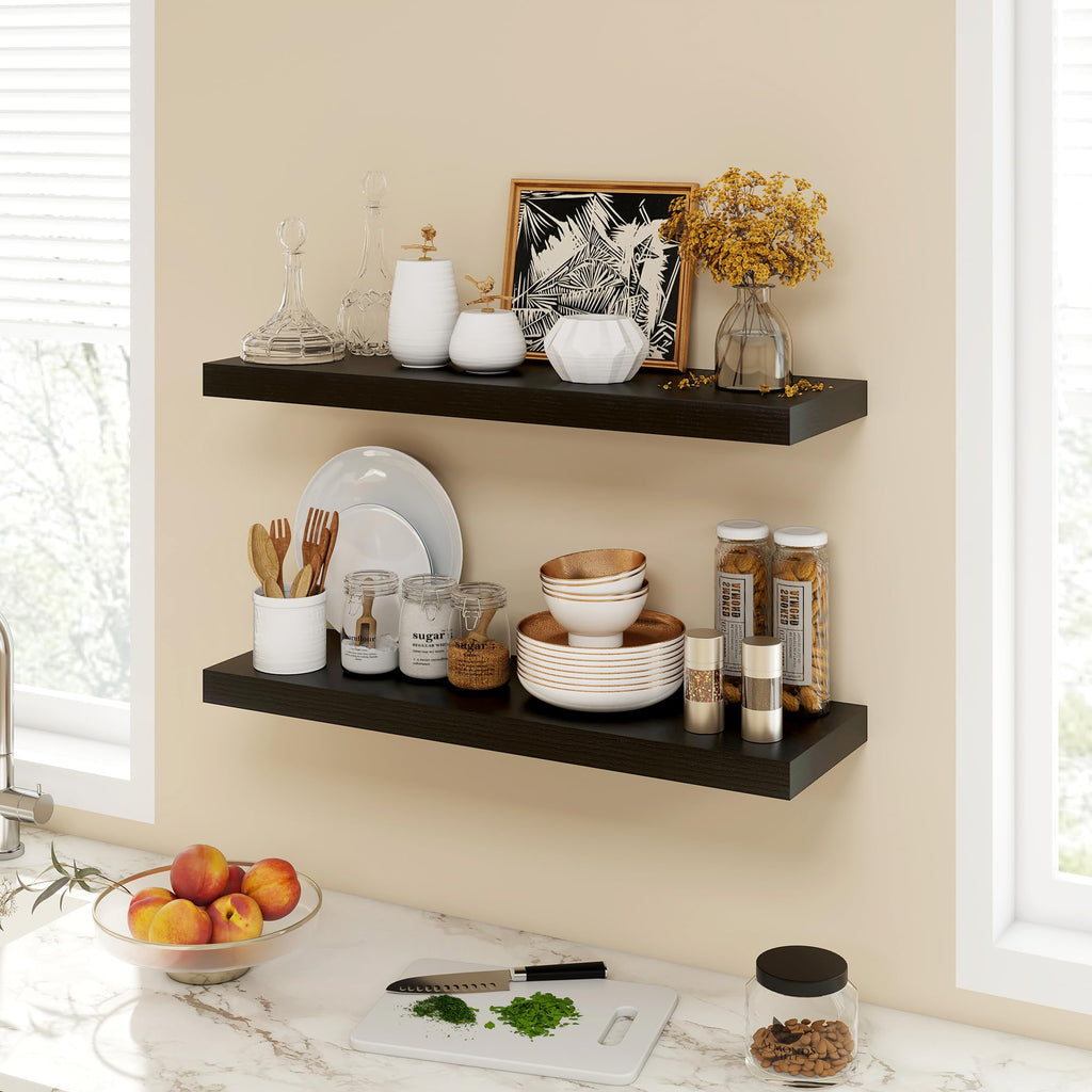 30 Inch Floating Shelves, 9.3" Deep Floating Shelf Wall Mounted, 30" Wall Shelves, Rustic Deep Bookshelf, Large