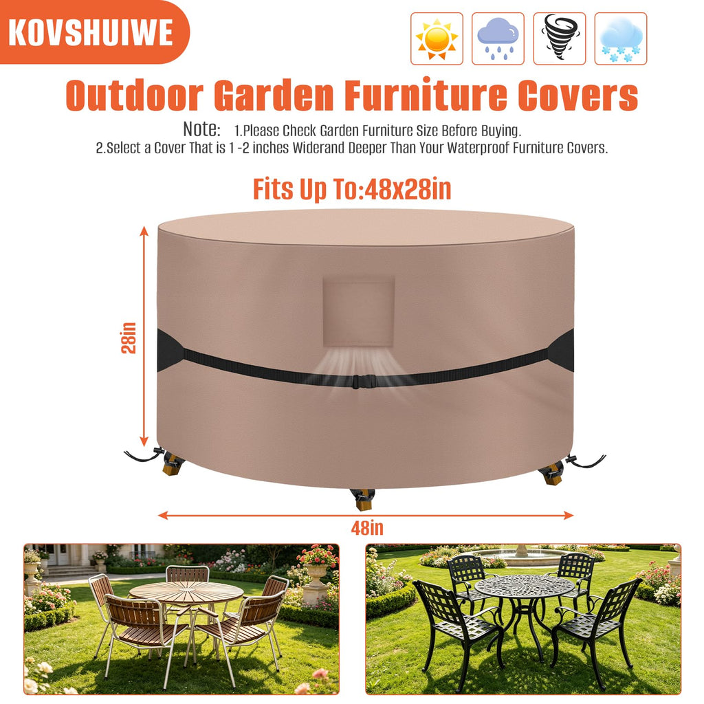 48"DIAx28"H Round Patio Furniture Covers, Round Patio Table&Chair Set Cover