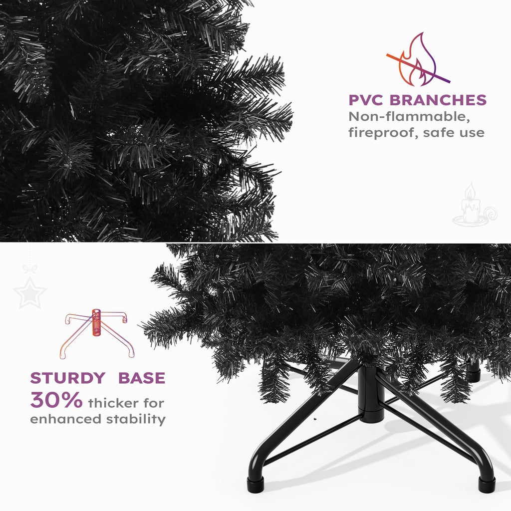 6ft Black Halloween Artificial Christmas Tree with 818 Branch Tips