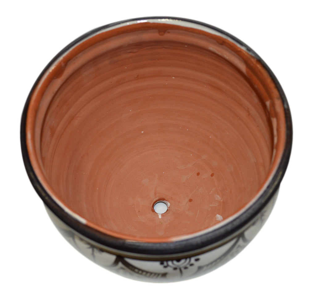 Handmade Ceramic Flower Pot Moroccan Indoor Outdoor Mediterranean Spanish Style Garden Drain Hole Planter White &