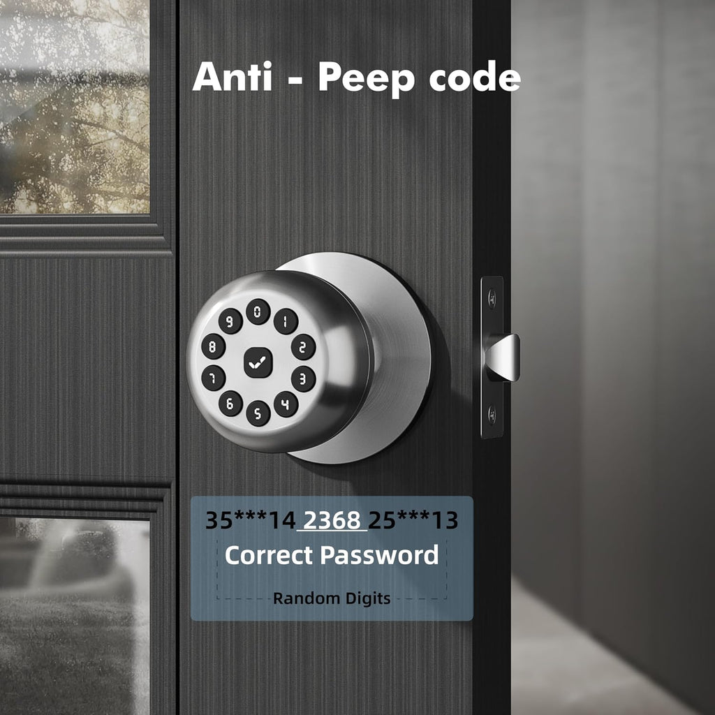 Smart Door Knob with Lock,Keyless Entry Door Lock for Front Door, Keypad Smart Door Locks,Auto Lock,Easy to