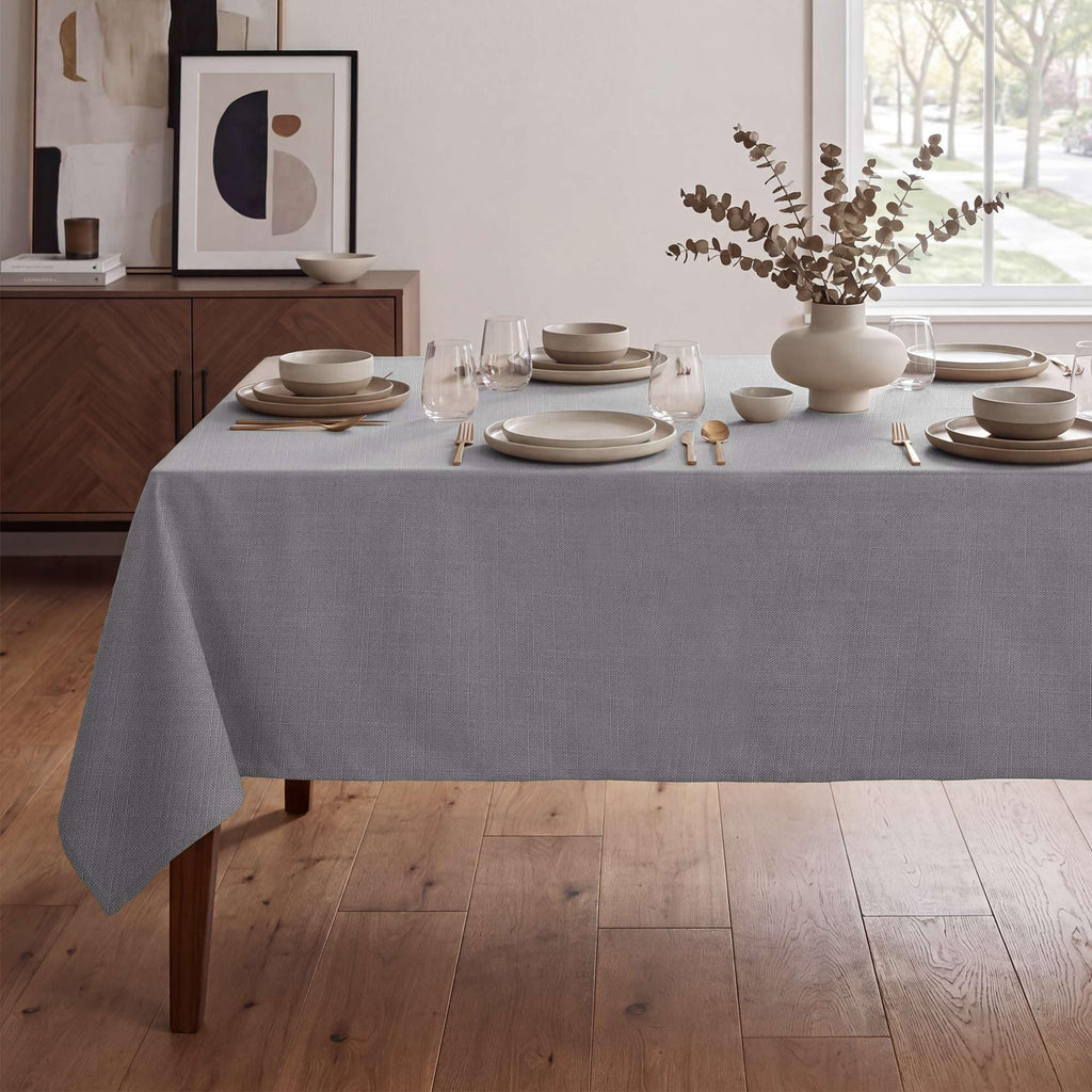 Linen Textured Table Cloths 60 x 104 Inch Premium Solid Tablecloth Spill-Proof Waterproof Table Cover for Dining