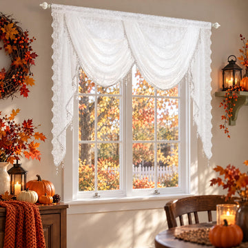 White Lace Window Valance Curtains Swag Victorian Gothic Style