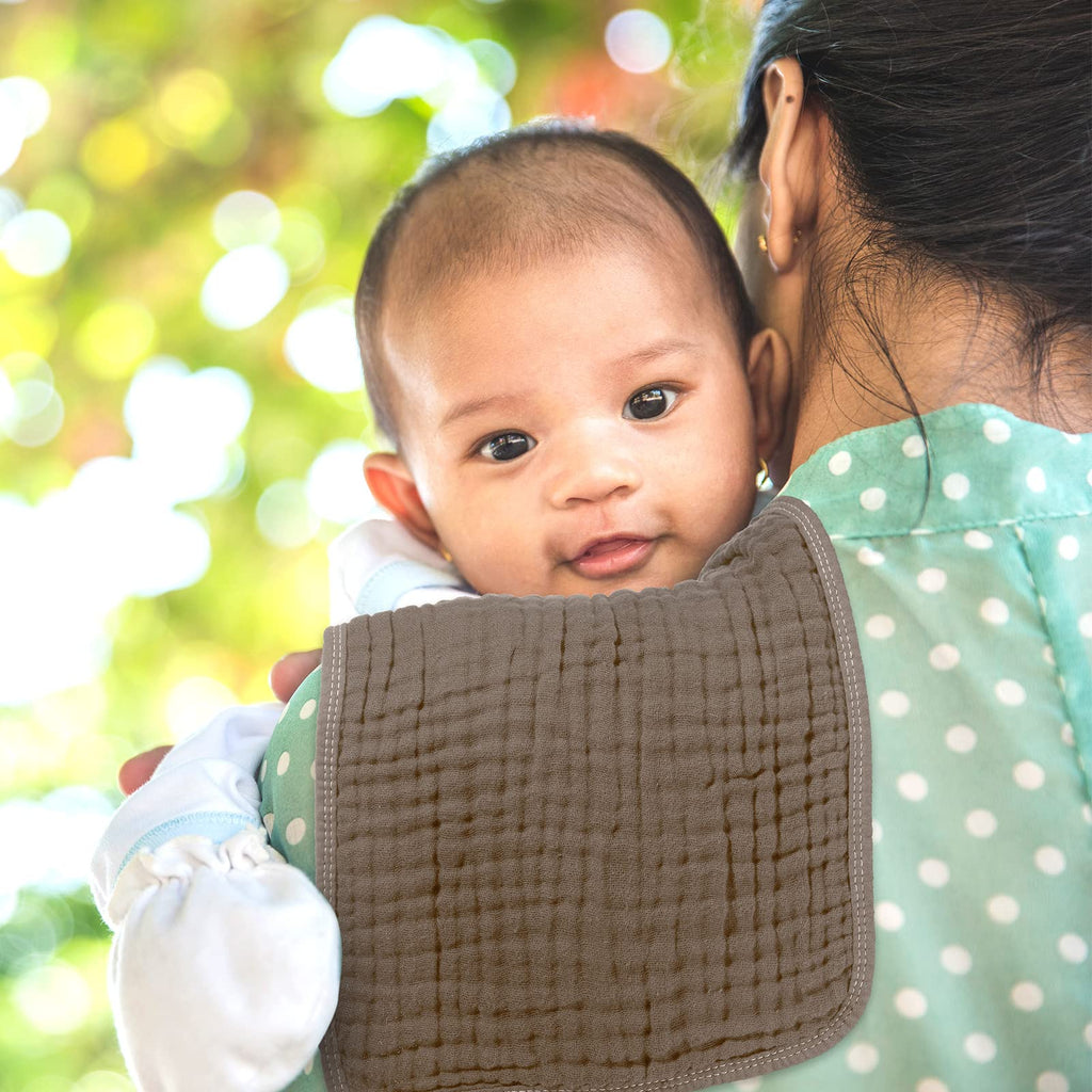8 Pack Muslin Burp Cloths and Baby Bibs for Boy Girls, Elegant Color