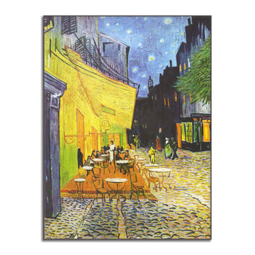 Vincent Van Gogh Canvas Wall Art Outdoor Cafe At Night Poster Impressionist Painting Style Retro Landscape Oil