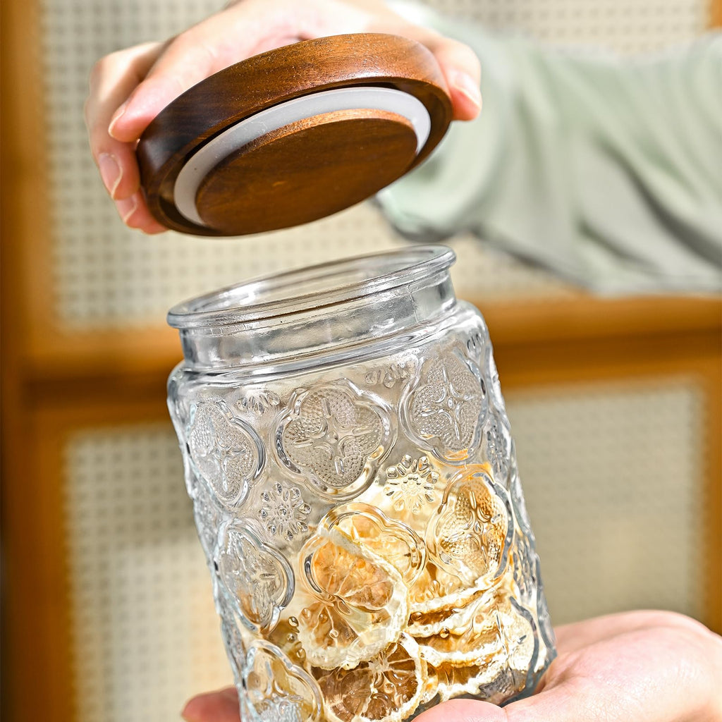 Glass Storage Containers With Lids, Glass Jars With Lids, 24oz, Set Of 3