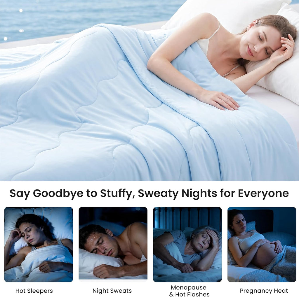 Cooling Comforter King Size, Double Sided Cooling Blankets for Hot Sleepers, Q-Max>0.4 Instant Cool-to-Touch, 2X