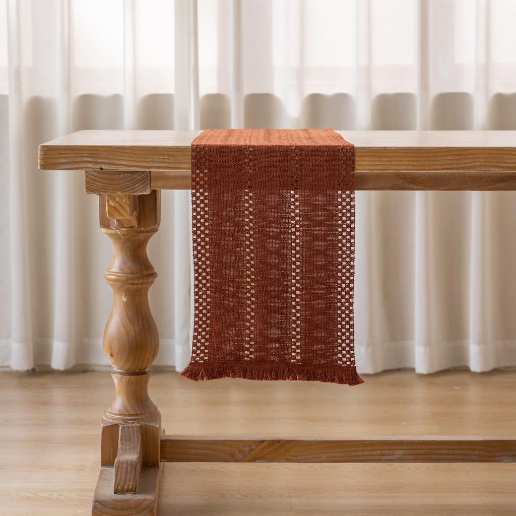 Fall Thanksgiving Boho Macrame Table Runner 12x72 Inch