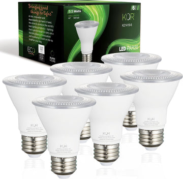 5.5W PAR20 LED Flood Bulb, Dimmable, E26 Base, 3000K Soft White, 6-Pack