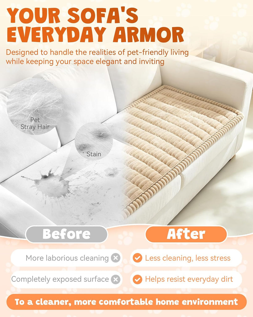 Couch Cover, Non-Slip Plush Pet Couch Cover, Anti-Scratch, Clean & Stylish, Against Fur, Dirt, Daily Mess
