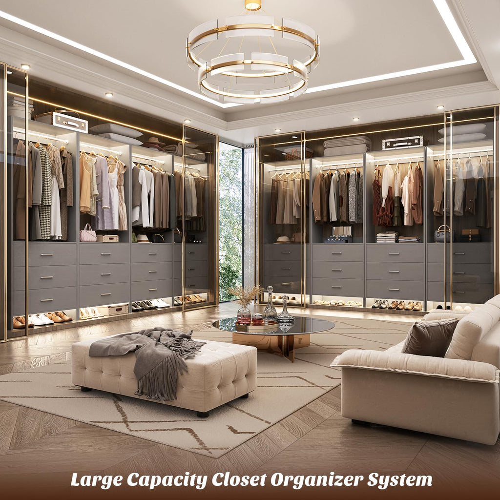 Closet System Closet Organizer, 7.2FT Closets, Set of 4, Grey