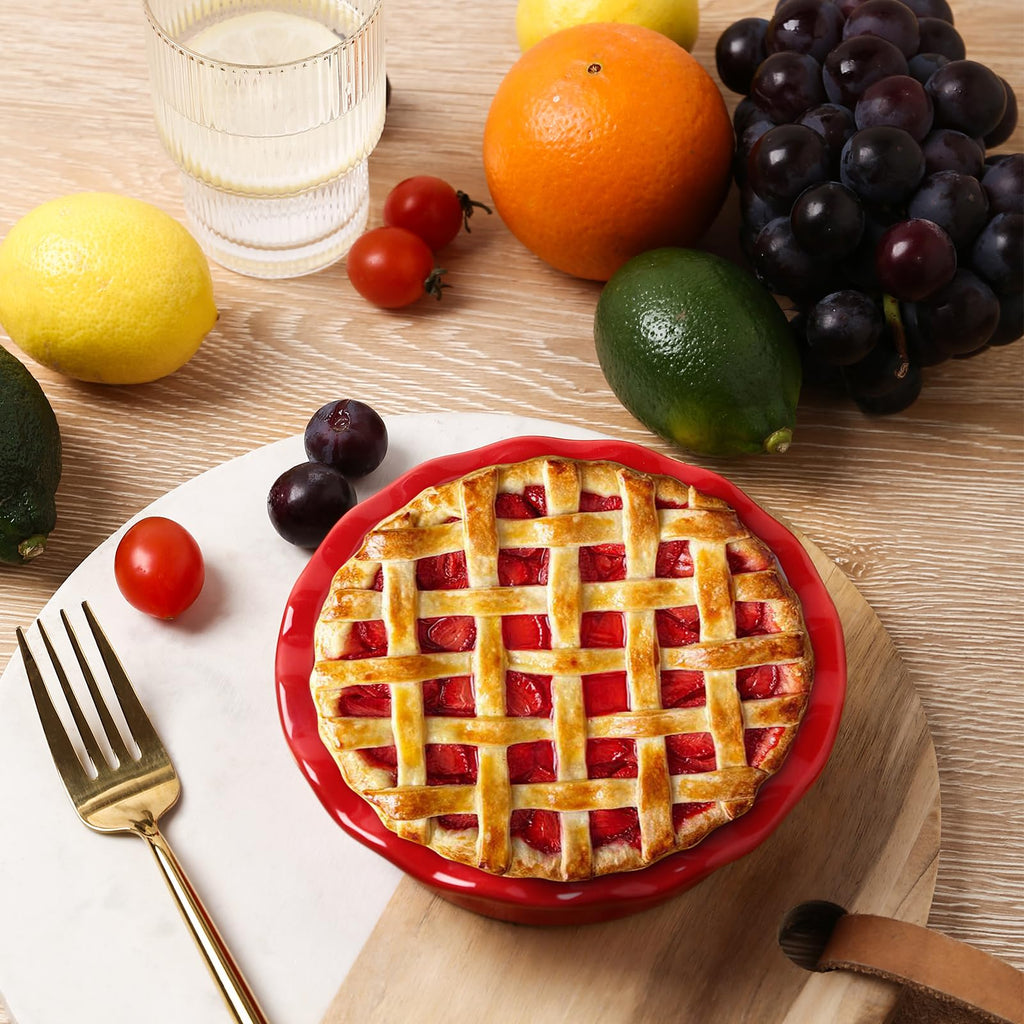 Ceramic Pie Pan for Baking - 5.5 inch Small Pie Plates Deep Dish Round Pot Casserole Mini Serving Bowl - Microwave