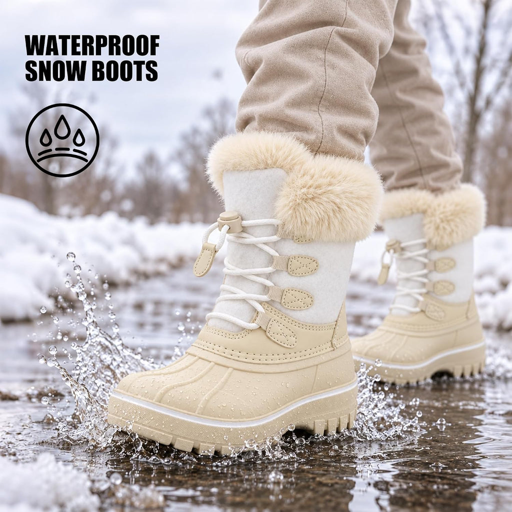 Girls Boys Winter Snow Boots with Faux Fur Lining