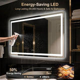 LED Bathroom Mirror with Lights, 30x50 Vanity Mirror Wall, Anti-Fog, Dimmable, Front Lit & Backlit, Memory Function