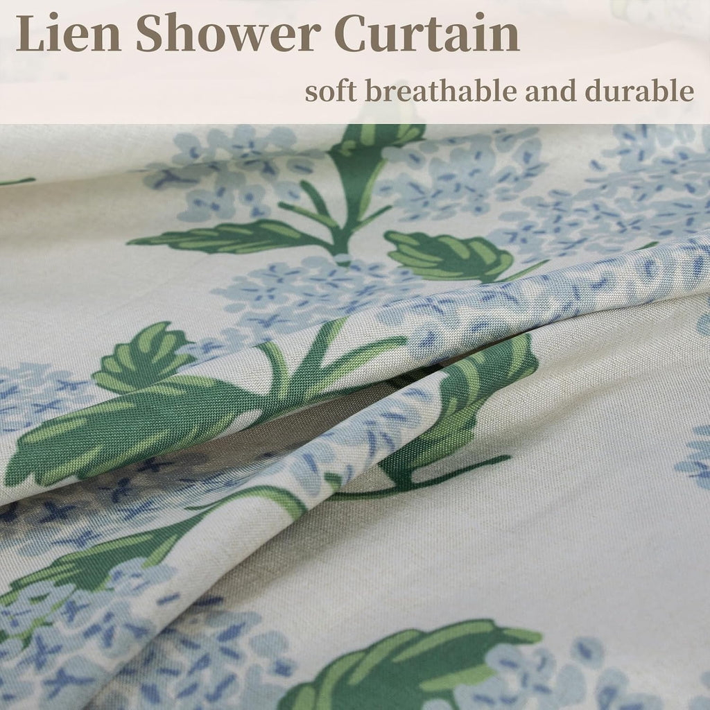 Floral -72x96 Inches, Cotton Blend Cloth Fabric, Cute Coquette Style with Green Block Print for French Country