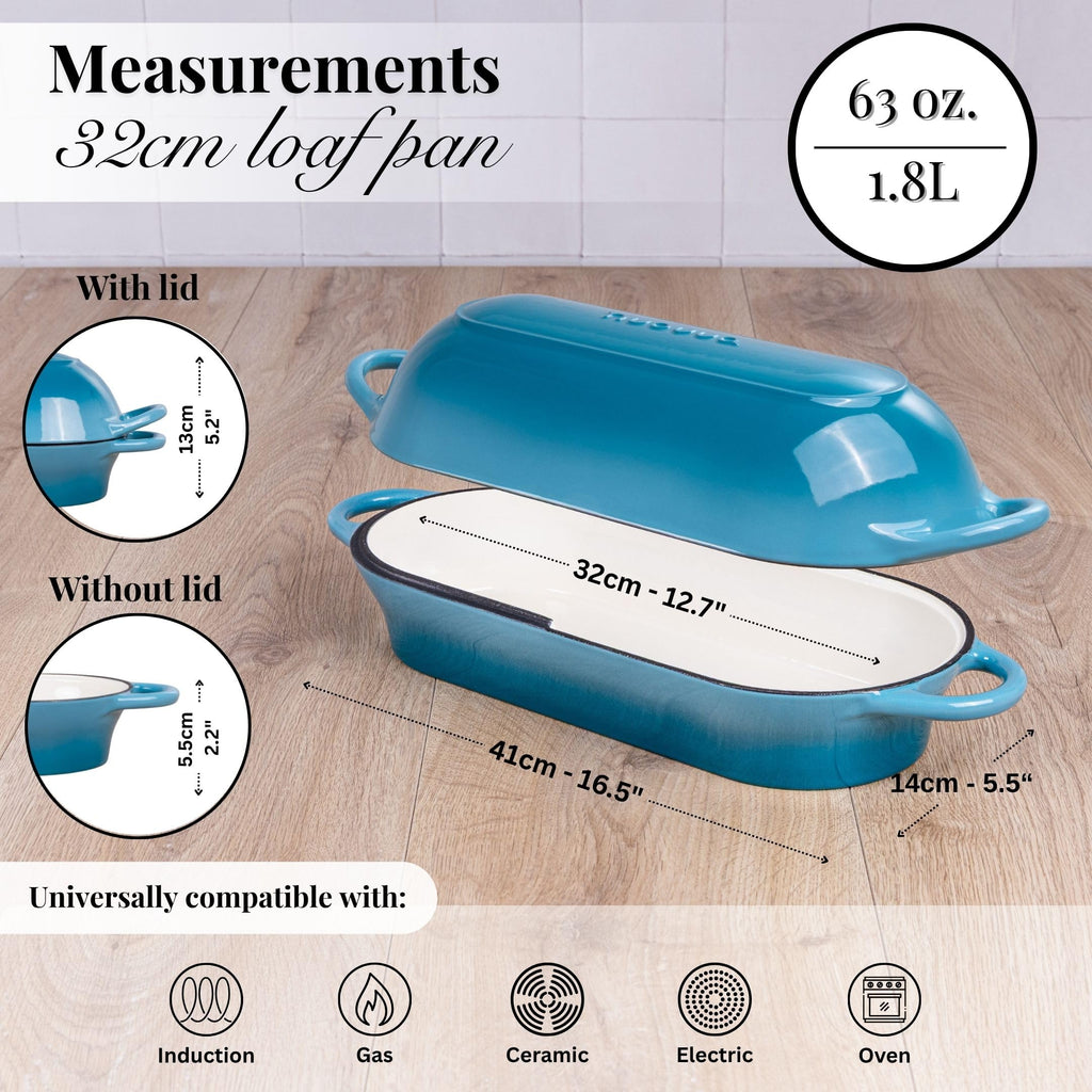 Enamelled Cast Iron Bread Loaf Pot - Dutch Oven For Sourdough Bread Baking - Oven Safe Non Stick Bread Pot