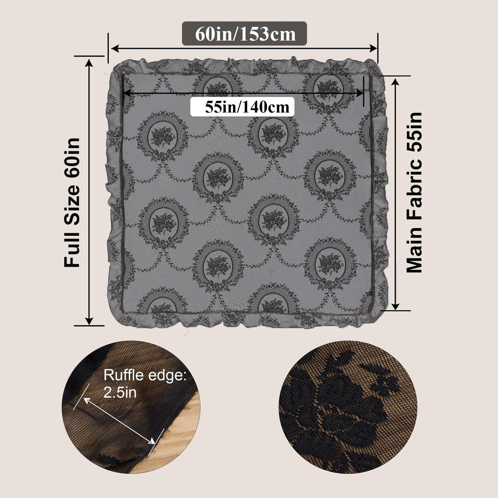 Black Lace Tablecloth Vintage Table Cloth (Black, 55"x55", Square)