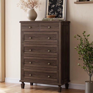 6 Drawer, 47" Vintage, Dark Brown