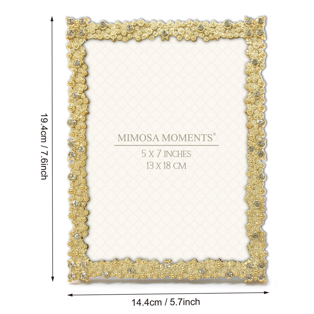 5x7 Brass-Tone Bling Picture Frame with Rhinestones