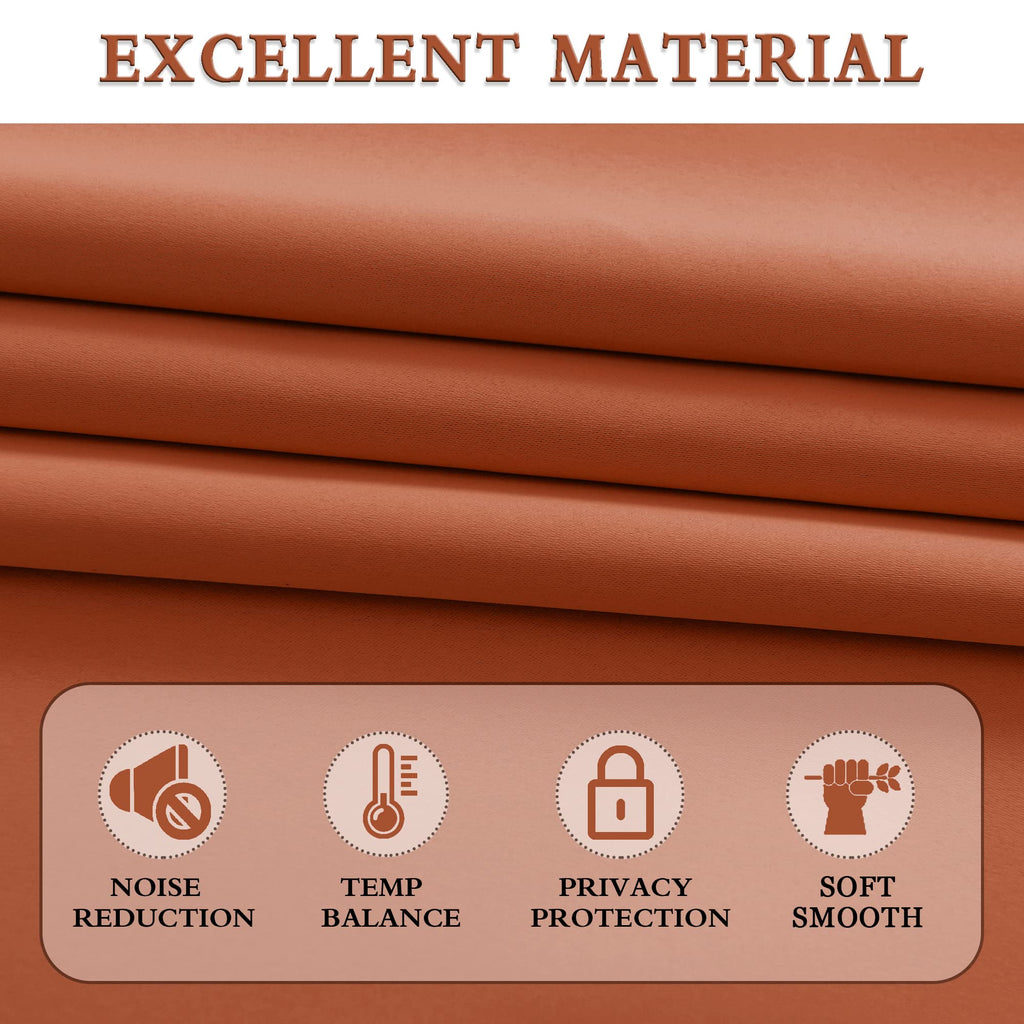 Long Blackout Curtains, Length Thermal Insulated Energy Saving Curtain for Large Window Door (Burnt Orange 52" x 96"