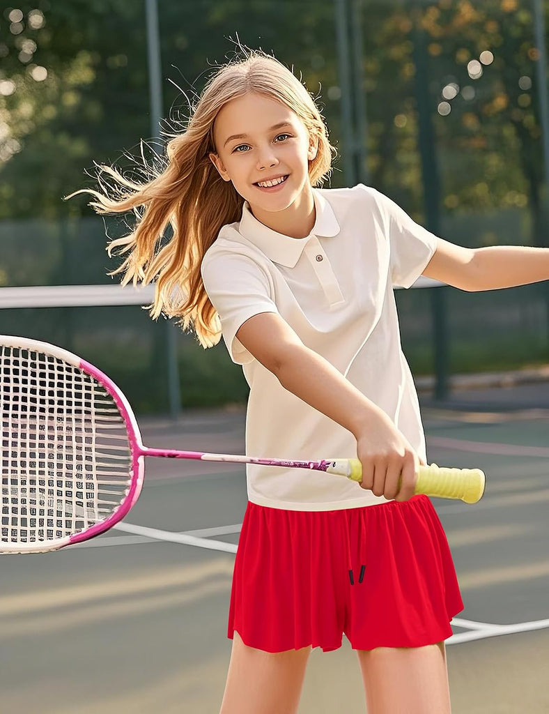 Girls Flowy Shorts Kids Athletic Butterfly Shorts with Pockets in-1