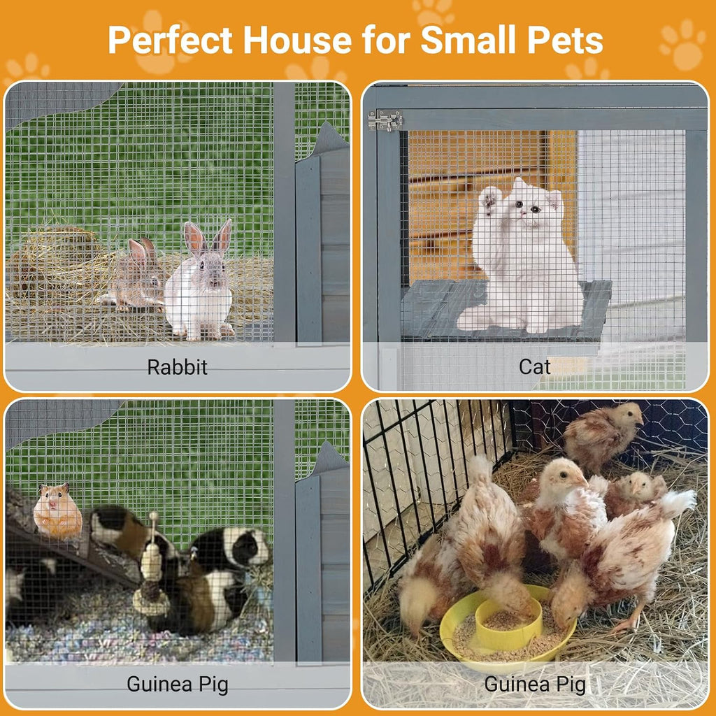 69 in Wooden 4-Tier Cat Catio Enclosure - Indoor/Outdoor Cat Playpen