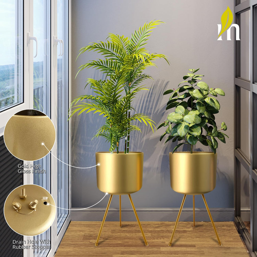Mid-Century Metal Flowerpot with Stands, Stylish Modern Floor-Standing Flowerpot, Suitable for Orchid, Aloe Indoor