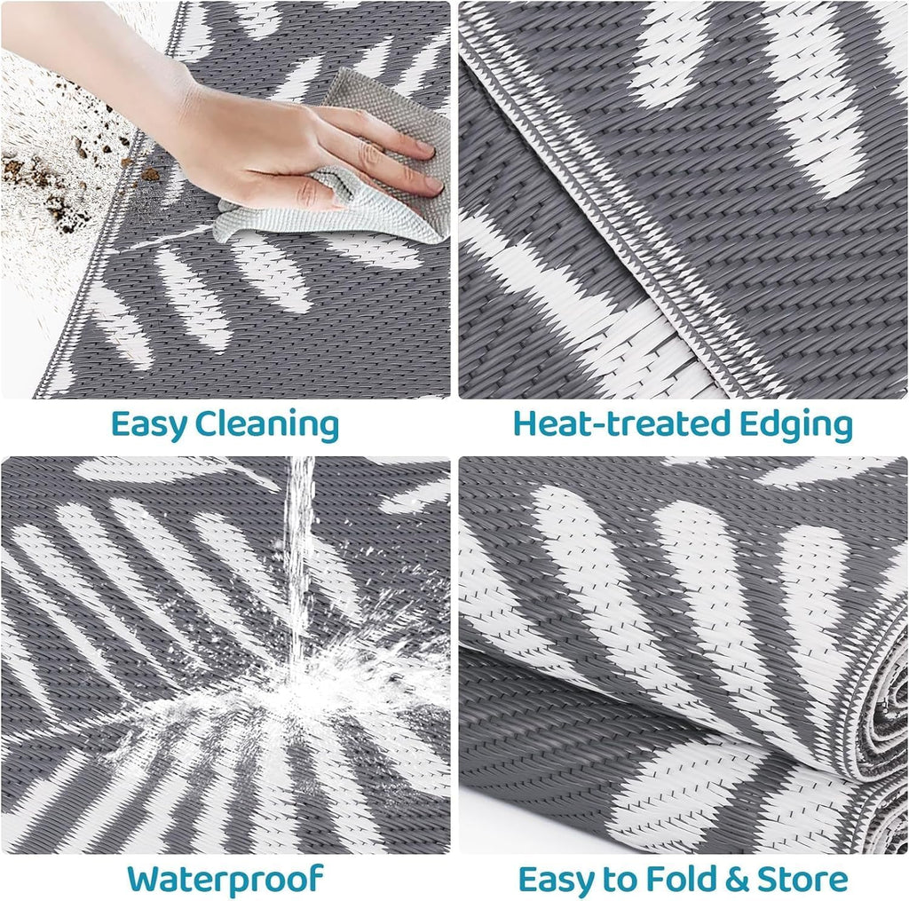 Outdoor Rug, Patio Rug, Plastic Straw Camping Rugs, Large Waterproof Area Rug and Mat for Outdoors, RV, Patio