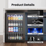 Beverage Refrigerator Cooler, 155 Cans Mini Fridge with Glass Door Beverage Frid
