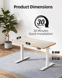 Electric Height Adjustable Standing Desk 47.2×23.6 inch, Sit Stand Desk with Splice Board, Memory Controller