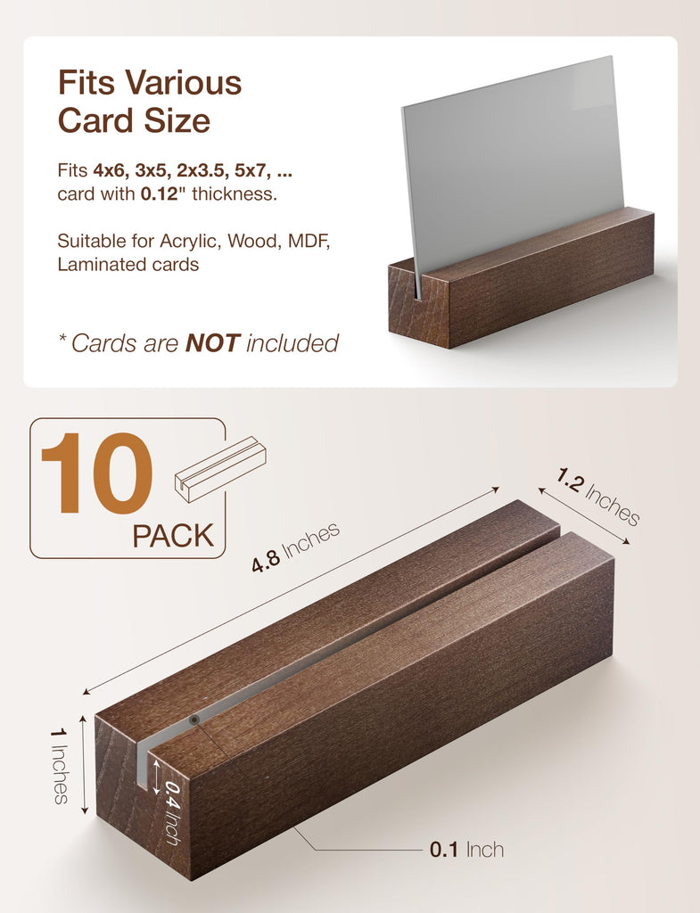 10PCS Oak Wood Place Card Holder for Acrylic Signs, Table Number