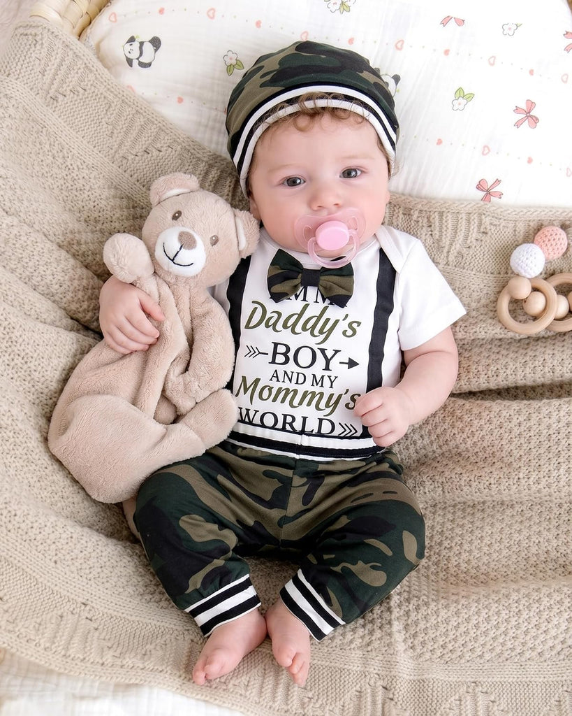 Boy Clothes Newborn Outfits Romper Pants Hat 3 Piece Set
