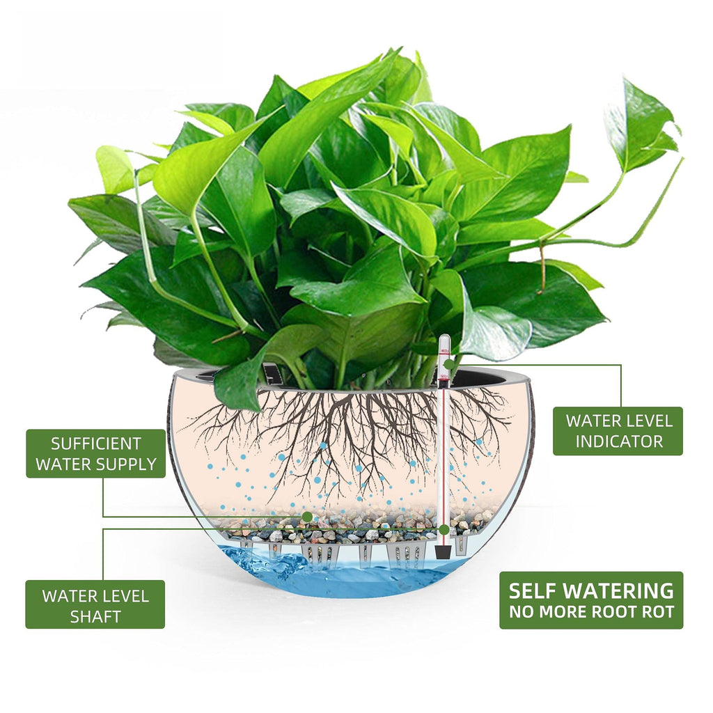 13.5 Inch Self Watering Hanging Planter (Brown)