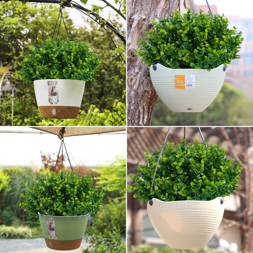 Artificial Greenery Plants Outdoor UV Resistant Fake Plants Boxwood Shrubs Grass, 10 Bundles for Farmhouse Home Garden