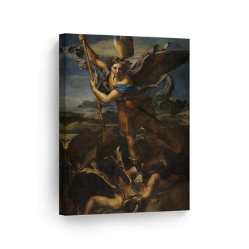 St. Michael Slaying the Devil by Raphael Art Canvas Print Famous Fine Art Oil Painting Reproduction Canvas Wall Art