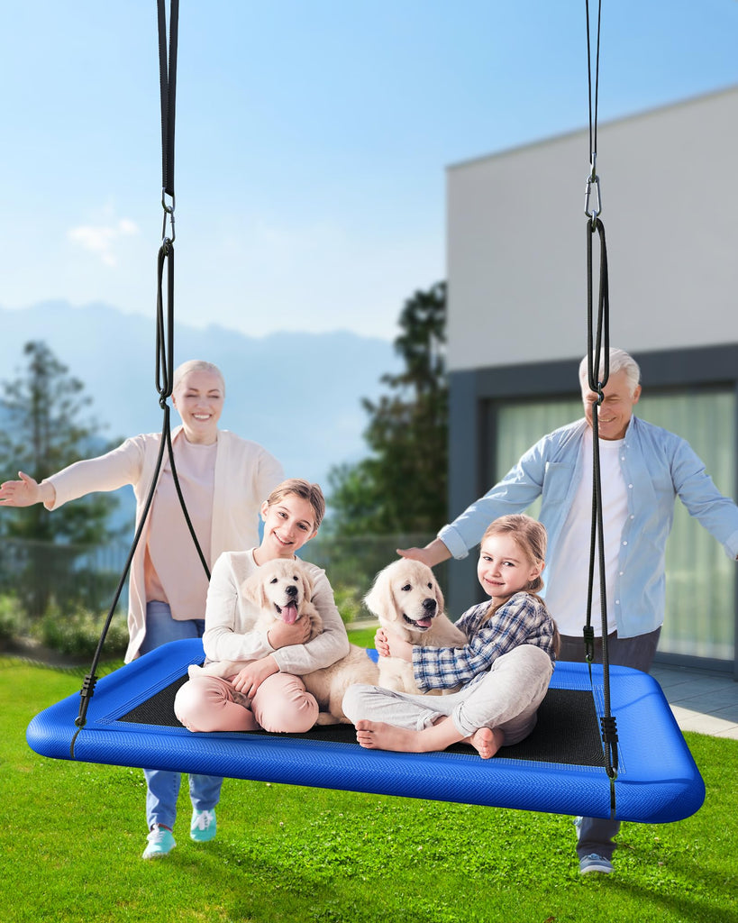 Tree Swing for Kids and Adults, 60" Waterproof Rectangle Platform Swing, 700lbs Heavy Duty with Adjustable Straps