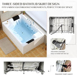 Whirlpool Bathtub - 71" x 47" 2 Person Jetted Massage Tub with 30 Jets (18 Water Jets+12 Air Jets) Rectangular Alcove