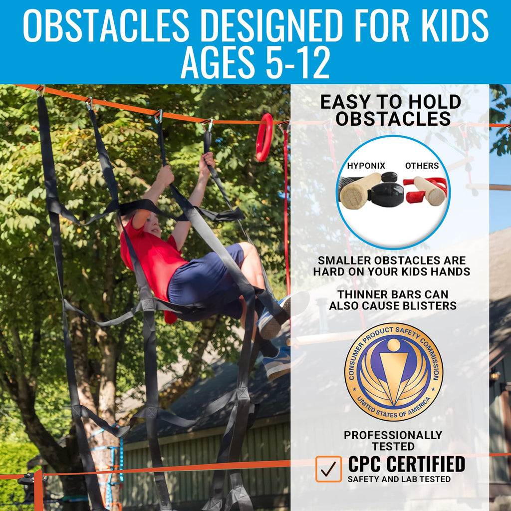 Warrior Obstacle Course for Kids, 2 x 60ft, 13 Obstacles