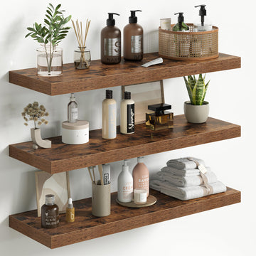 Floating Shelves for Wall 30 Inch Set of 3, Farmhouse Floating Shelves with Invisible Heavy Duty Bracket, 10 Inch