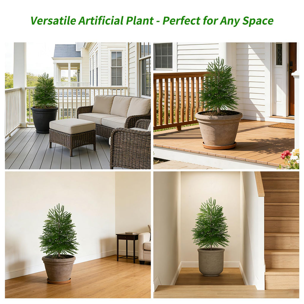 Artificial 26" 2 Pack Norfolk Topiary Cedar Trees with Ground Spike