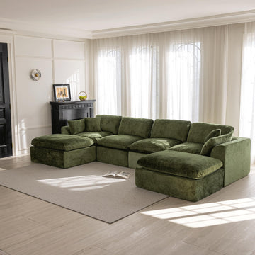 Cloud Sectional Couch, Modern L-Shape Sofa with Back Cushion, Oversized Convertible Deep Chenille Seater Modular