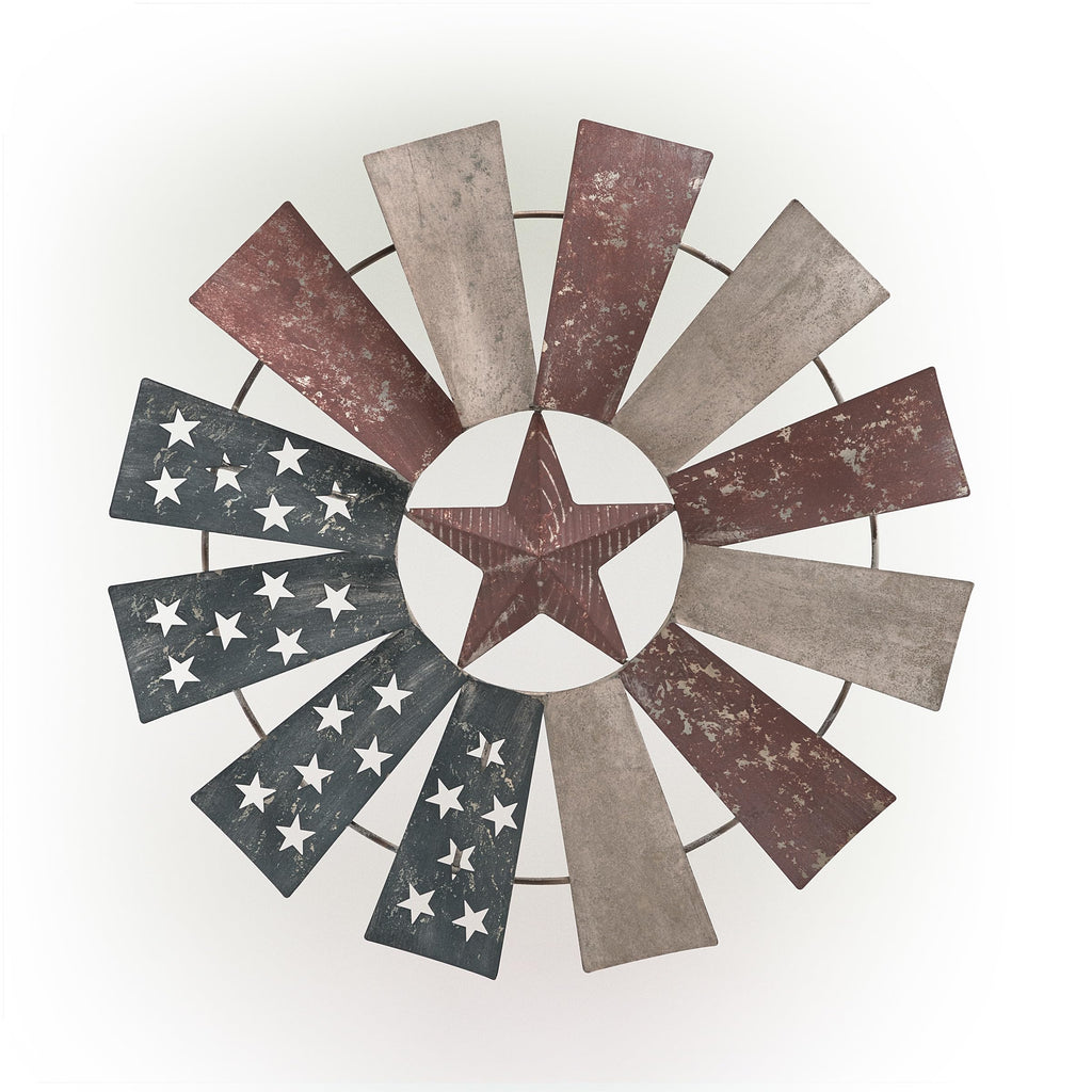 21" Tall Indoor/Outdoor Patriotic Windmill Wall Art Decor