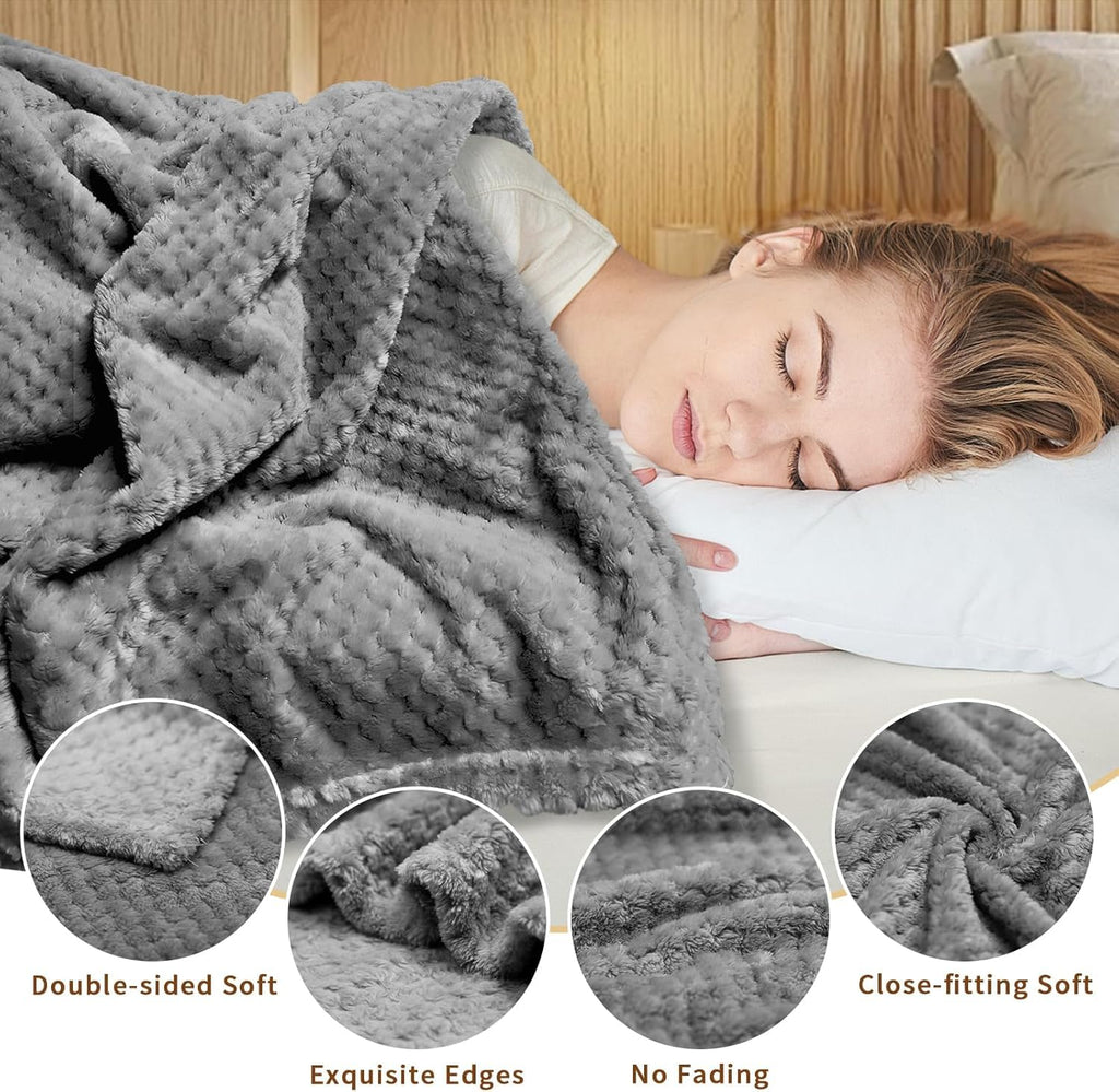 12 Pack Fleece Throw Blankets 50x60 in - Oeko-Tex Certified 100%, 270 GSM Ultra Soft Plush Flannel for Bed, Couch and