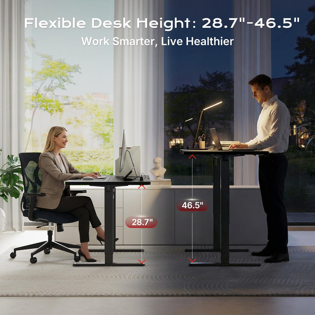 63 X 24 Inch Electric Standing Desk with Power Outlets and USB-C Port, Height Adjustable Desk, Sit Stand Desk