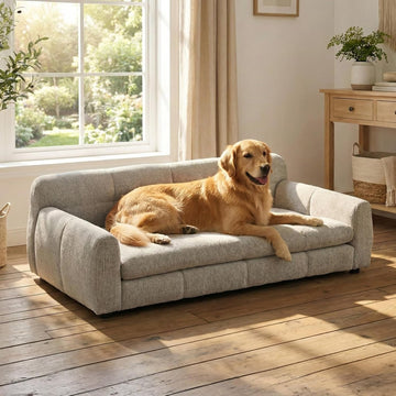 XL Dog Bed Couch, Elevated Large Dog Sofa with Backrest and Armrests, Soft Memory Foam Extra Large Pet Bed